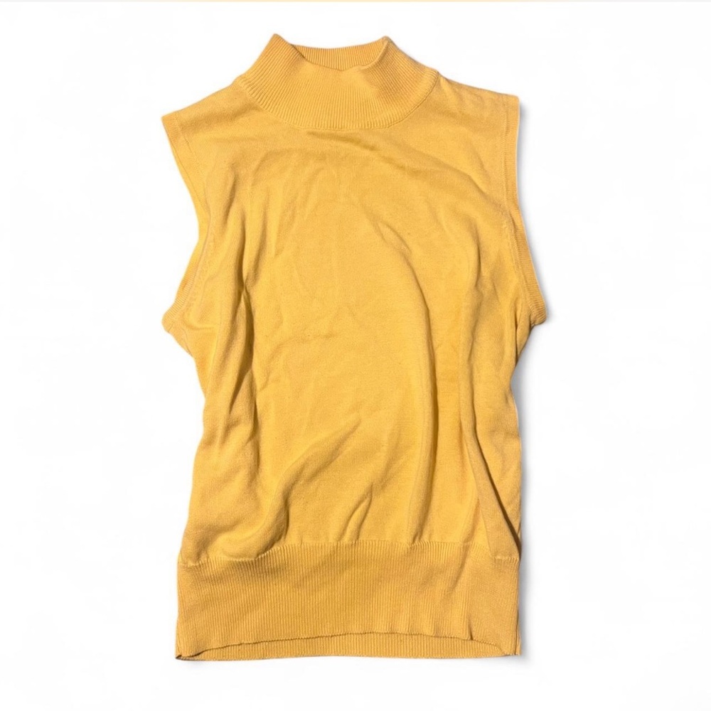 Vintage Yellow Sleeveless Turtleneck Top